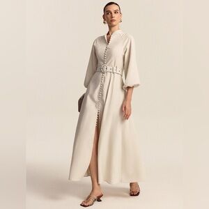 Belted Button Front Maxi Dress
Size L